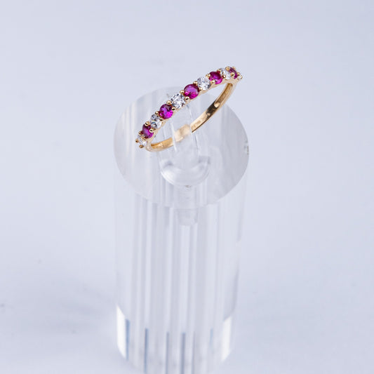 Anillo de dama churumbela con piedra rosa