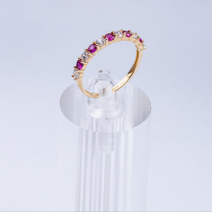 Anillo de dama churumbela con piedra rosa