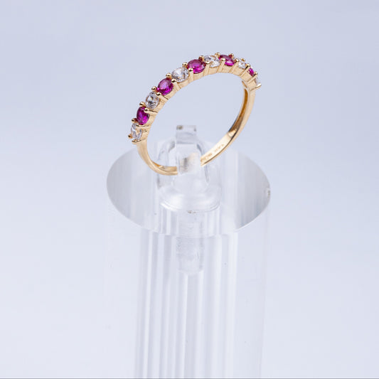 Anillo de dama churumbela con piedra rosa