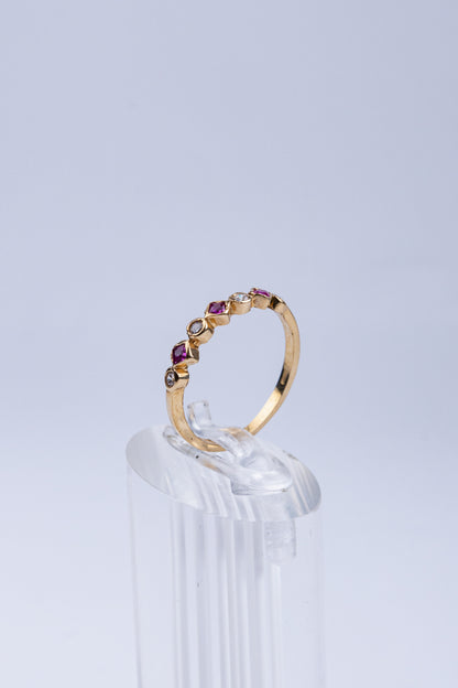 Anillo de dama churumbela con piedra rosa