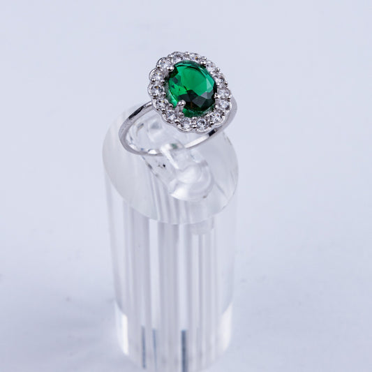 ANILLO ESMERALDA PLATA