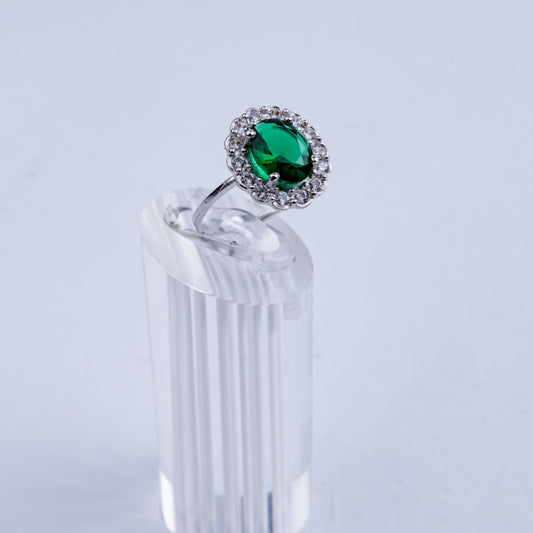 ANILLO ESMERALDA PLATA