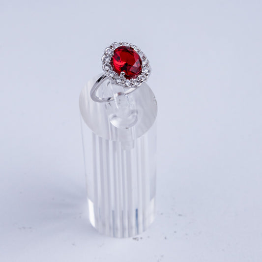 ANILLO RUBI PLATA