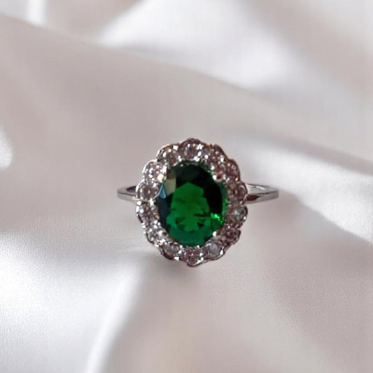 ANILLO ESMERALDA PLATA