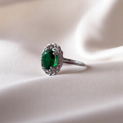ANILLO ESMERALDA PLATA