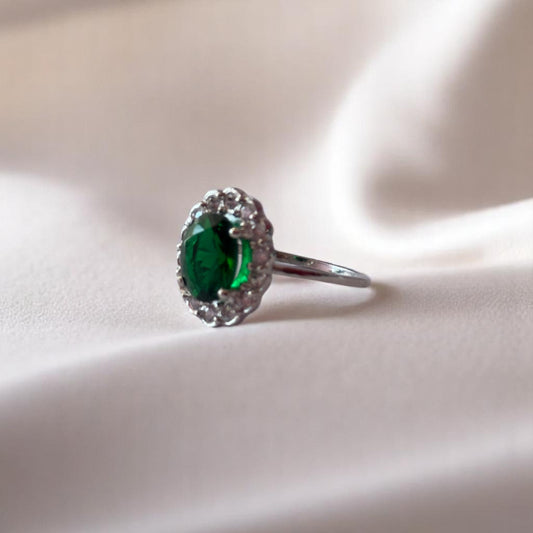 ANILLO ESMERALDA PLATA
