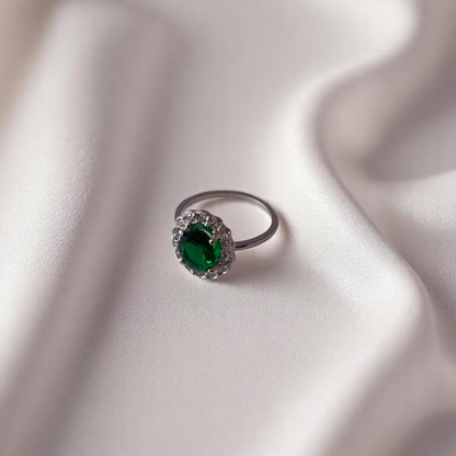 ANILLO ESMERALDA PLATA